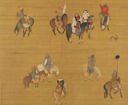 Kublai Khan hunts while accompanied by others Liu-Kuan-Tao-Jagd.JPG