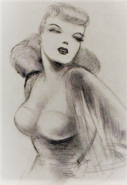 An early sketch of Lois Lane by Joe Shuster, modeled on Joanne Carter.