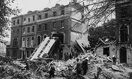 The aftermath of a September 1940 air raid upon London