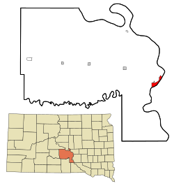 Location in Lyman County and the state of South Dakota