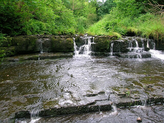 The Caaf Water running over limestone: a good site for rock-cut basins.