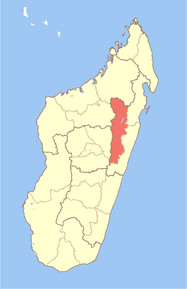 Harta regiunii Alaotra-Mangoro în cadrul Madagascarului