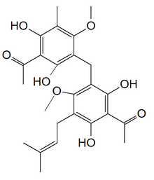 Chemická struktura mallotojaponinu B.