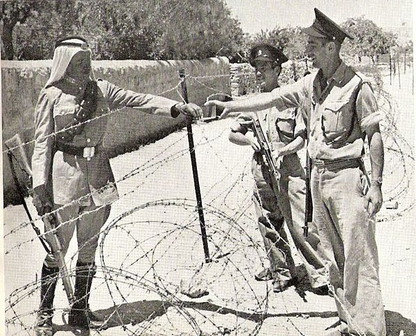 Barbed wire separating East and West Jerusalem at Mandelbaum Gate