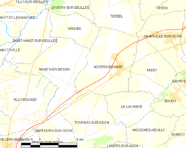 Mapa obce Noyers-Bocage