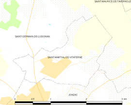 Mapa obce Saint-Martial-de-Vitaterne