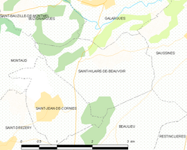 Mapa obce Saint-Hilaire-de-Beauvoir