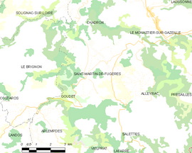 Mapa obce Saint-Martin-de-Fugères