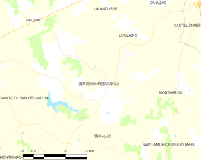 Poziția localității Sérignac-Péboudou