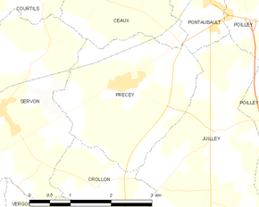 Poziția localității Précey