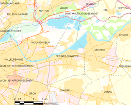 Mapa obce Décines-Charpieu