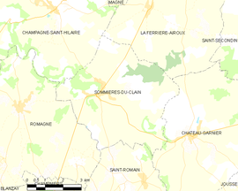 Mapa obce Sommières-du-Clain