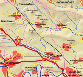 Poziția Illingen pe harta districtului Enzkreis
