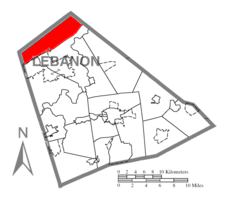 Cold Spring Townshipin sijainti Lebanonin piirikunnassa