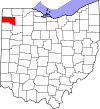 Mapa estadual destacando o condado de Defiance