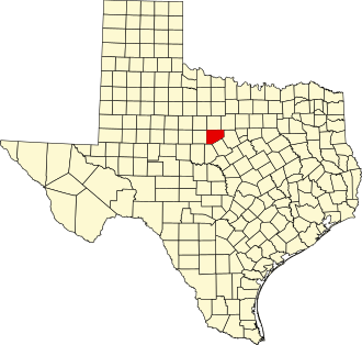 Location of Eastland County in Texas Map of Texas highlighting Eastland County.svg