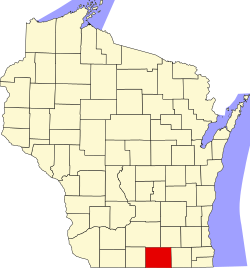 Map of Rock County within Wisconsin