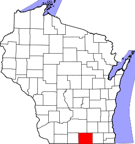 Localizare Comitatului Rock în statul Wisconsin