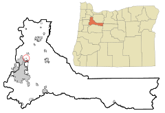 Marion County Oregon Incorporated and Unincorporated areas Labish Village Highlighted.svg