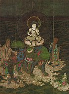 Mañjuśrī Bodhisattva crossing the sea. Japan, 14th century.