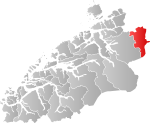 Mapa do condado de Møre og Romsdal com Rindal em destaque.