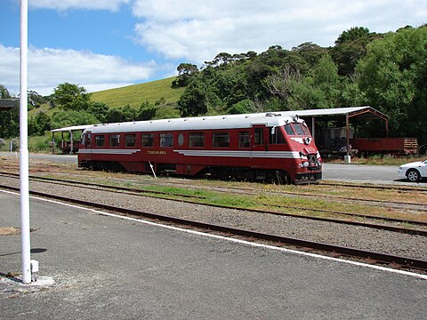 Standard railcar RM 31 in the yard at Pahiatua station of the Wairarapa Line, New Zealand