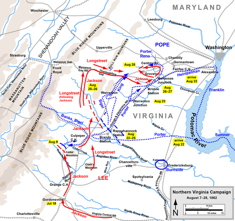 Northern Virginia Campaign, August 7 - August 28, 1862
Confederate
Union Northern Virginia Campaign Aug7-28.png