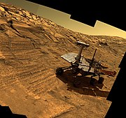 화성에 있는 오퍼튜니티의 모습, (시뮬레이션)