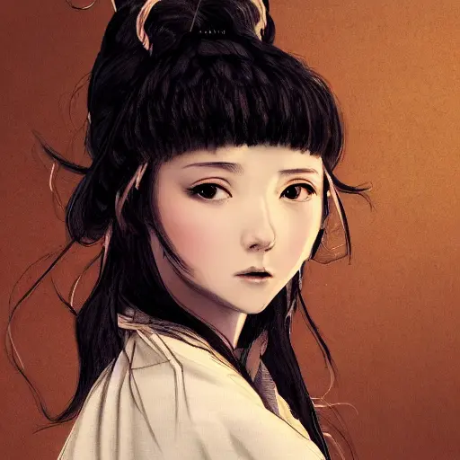 File:Painting of Asian Woman Looking Back created by Stable Diffusion.webp