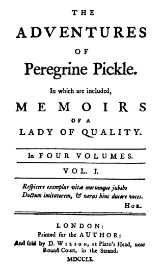 <i>The Adventures of Peregrine Pickle</i> 1751 picaresque novel by Tobias Smollett