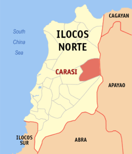 Mapa de Ilocos Norte com Carasi em destaque