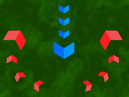 A pincer movement whereby the red force envelops the advancing blue force.