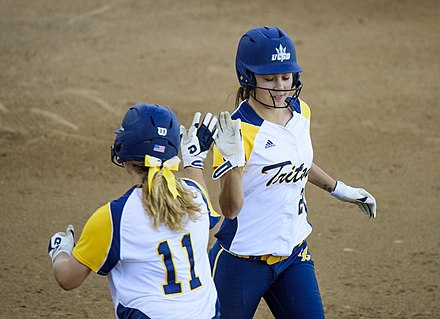 A pinch runner is substituted into a UC San Diego Tritons softball game