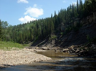 Pouce Coupe River Canyon after confluence with Saskatoon Creek