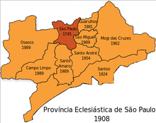 Ecclesiastical Province of Sao Paulo, 1908. Provincia Eclesiastica de Sao Paulo (Brasil), 1908.png