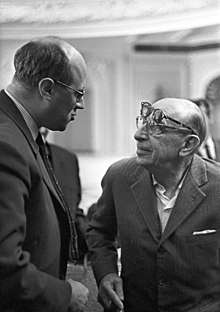 Stravinsky with Mstislav Rostropovich in Moscow in September 1962 RIAN archive 597702 Composer Igor Stravinsky and cellist Mstislav Rostropovich.jpg