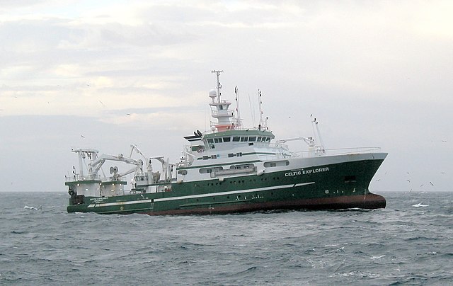 The Celtic Explorer, a research vessel engaged in bottom trawling