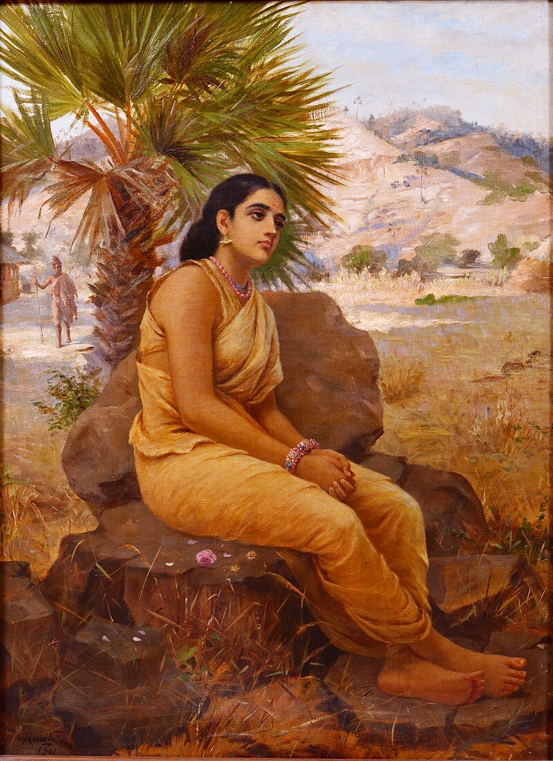 File:Raja Ravi Varma, Shakuntala lost in thoughts (1901).jpg ...