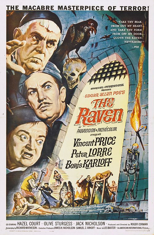 The "King of the Bs", Roger Corman, produced and directed The Raven (1963) for American International Pictures. Vincent Price headlines a cast of veteran character actors along with a young Jack Nicholson.