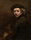 Rembrandt van Rijn, beret va oʻralgan yoqali avtoportret, 1659 yil