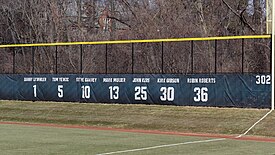 Retired numbers on the outfield fence in 2018 Retired numbers (39938774845) (cropped).jpg