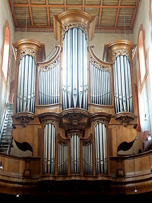 Rheinmünster, Klosterkirche Schwarzach, Langhaus, Orgel.jpg