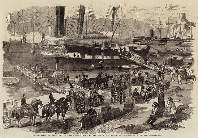 Embarkation of Artillery on board the Argo, at Balaclava, for England in 1856