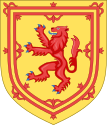 Shield from the coat of arms of the Kingdom of Scotland (13th century). Currently appears as the second quarter of the Royal coat of arms of the United Kingdom (or the 1st and 3rd quarters in Scotland).