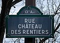 Rue du Château-des-Rentiers (Paris) - panneau de rue.jpg