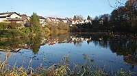 Čeština: Kačer, rybník v Rudolfově, okres České Budějovice. English: Kačer pond (Drake Pond) in Rudolfov, České Budějovice district, Czechia.