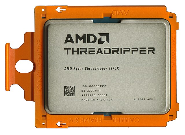 A modern 64-bit x86-64 processor (AMD Ryzen Threadripper 7970X, based on Zen 4, 2023)