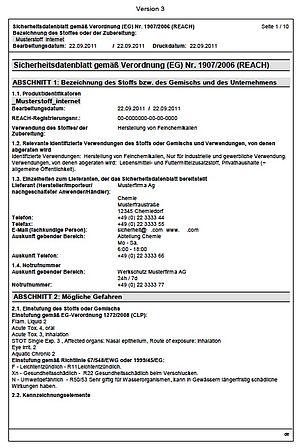 Sicherheitsdatenblatt – Chemie-Schule