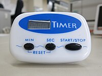 A digital kitchen timer offers precise timing.