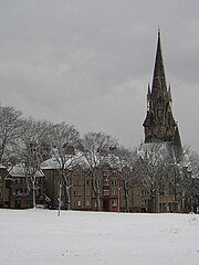 View of Barclay Viewforth Church across Bruntsfield Links